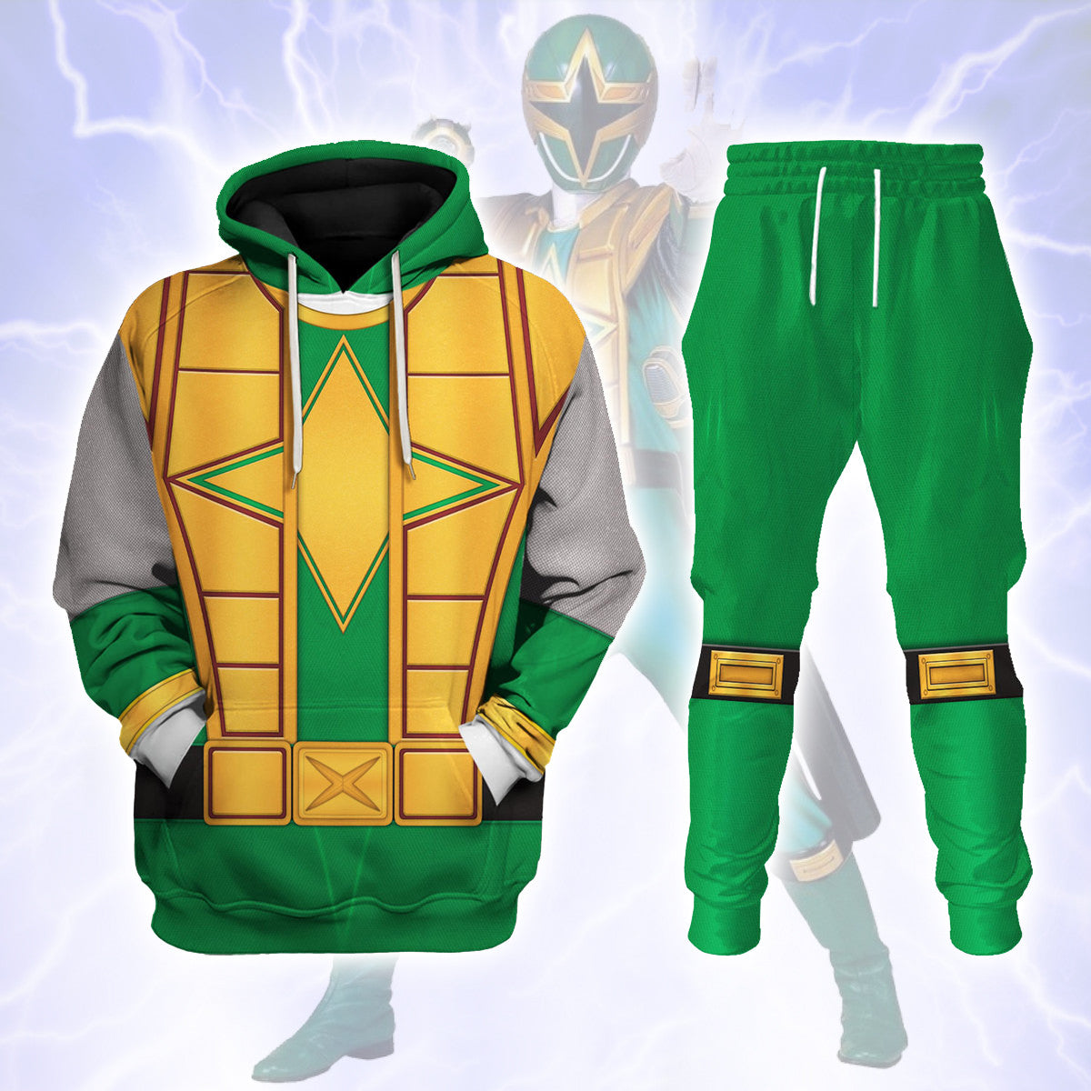 Power Rangers Ninja Storm Green Samurai Ranger Hoodies Sweatshirt T ...