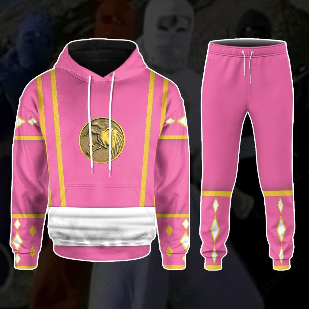 Mighty Morphin Power Ranger Ninja Rangers Pink Crane Costume Hoodie ...