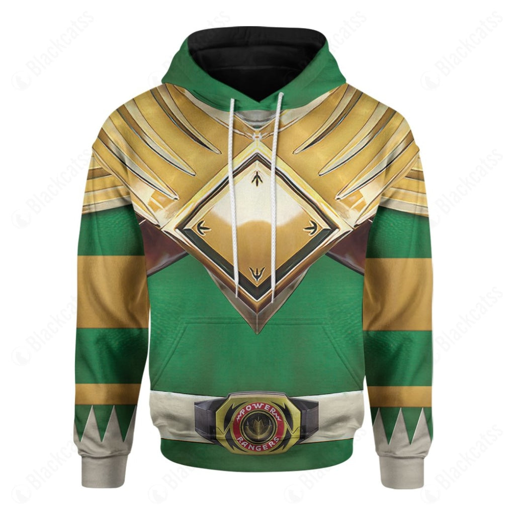 Movie Mighty Morphin Green Power Rangers Costume Hoodie Sweatshirt T ...