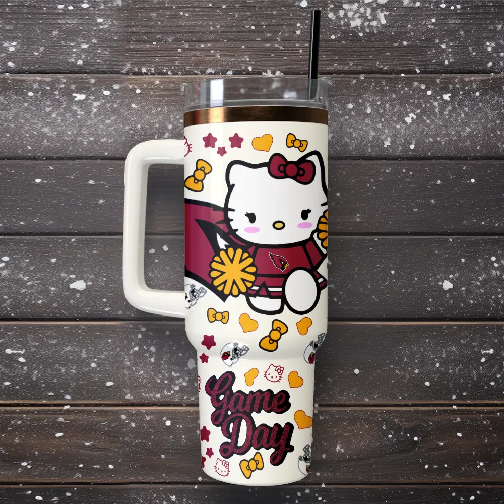 Arizona Cardinals x Hello Kitty Custom Stanley Cup 40 oz 30 oz Tumbler With Handle