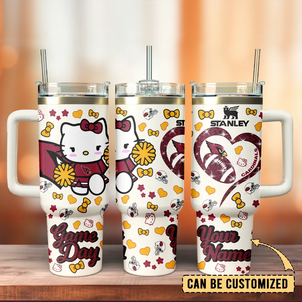 Arizona Cardinals x Hello Kitty Custom Stanley Cup 40 oz 30 oz Tumbler With Handle