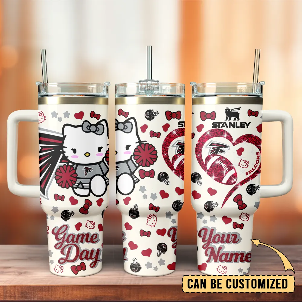 Atlanta Falcons x Hello Kitty Custom Stanley Cup 40 oz 30 oz Tumbler With Handle