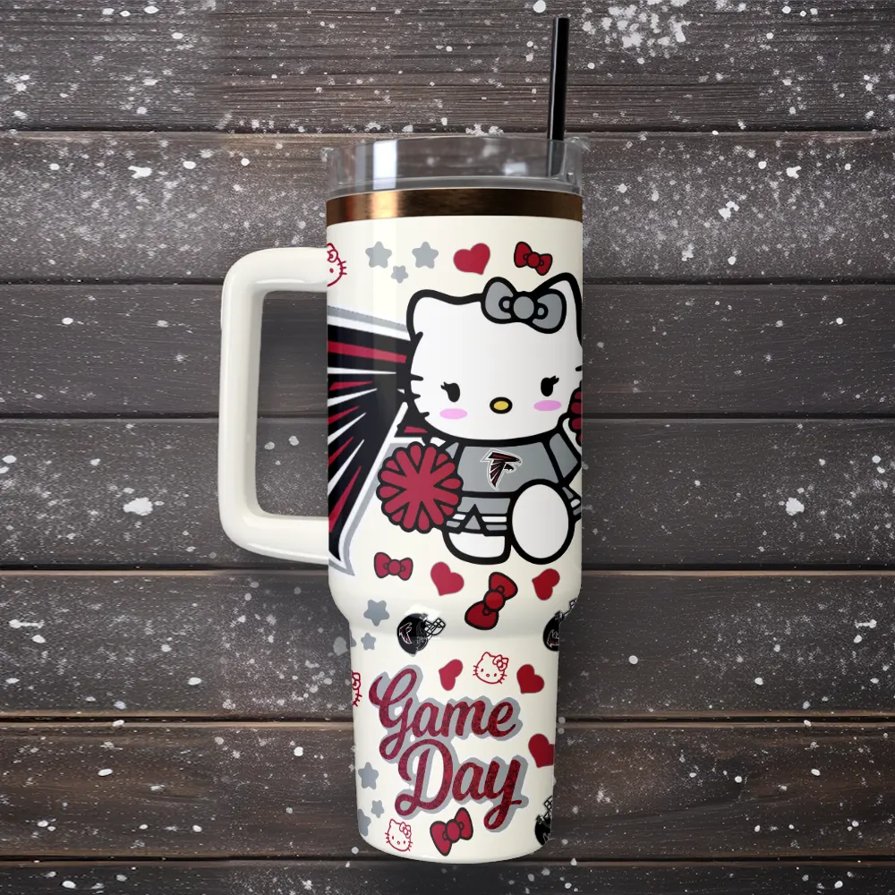 Atlanta Falcons x Hello Kitty Custom Stanley Cup 40 oz 30 oz Tumbler With Handle