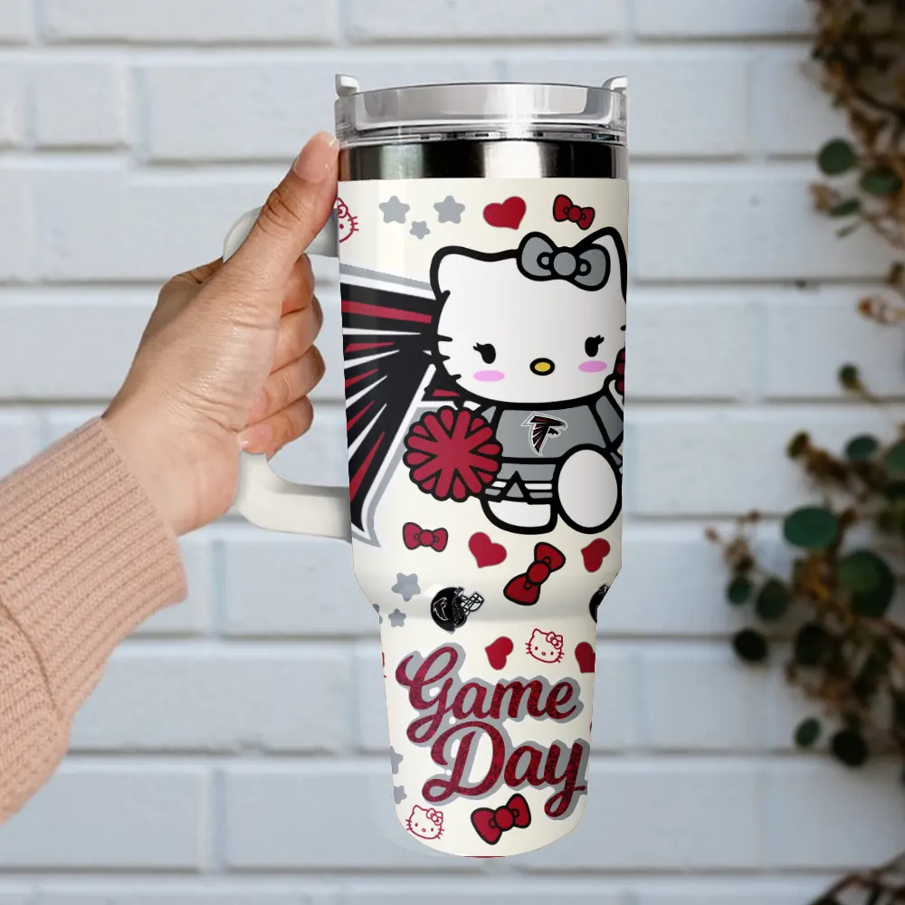 Atlanta Falcons x Hello Kitty Custom Stanley Cup 40 oz 30 oz Tumbler With Handle