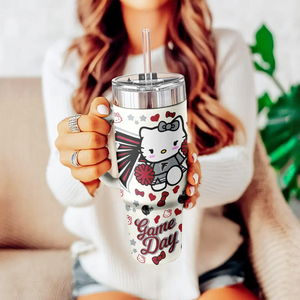 Atlanta Falcons x Hello Kitty Custom Stanley Cup 40 oz 30 oz Tumbler With Handle