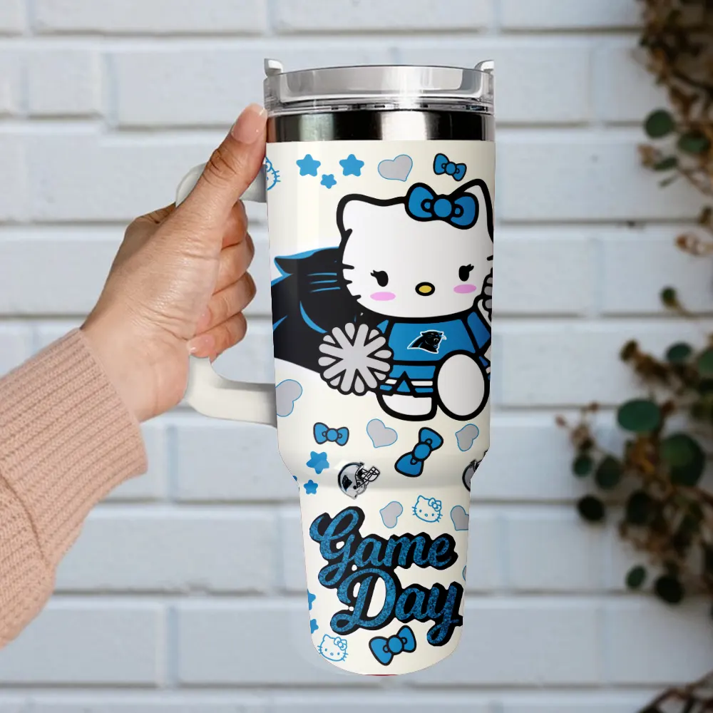 Carolina Panthers x Hello Kitty Custom Stanley Cup 40 oz 30 oz Tumbler With Handle