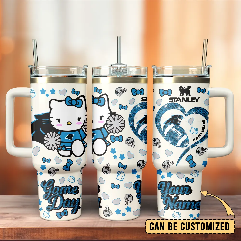 Carolina Panthers x Hello Kitty Custom Stanley Cup 40 oz 30 oz Tumbler With Handle