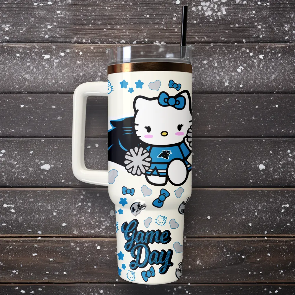 Carolina Panthers x Hello Kitty Custom Stanley Cup 40 oz 30 oz Tumbler With Handle