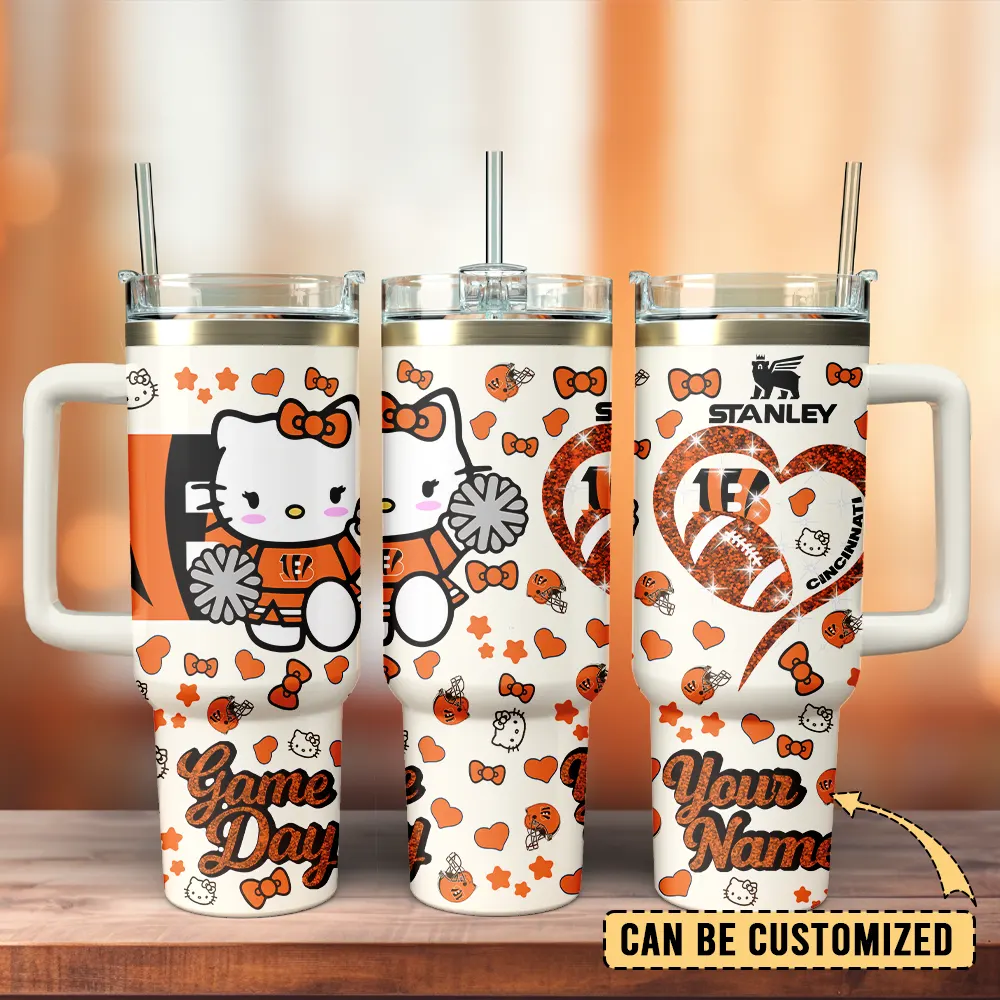 Cincinnati Bengals x Hello Kitty Custom Stanley Cup 40 oz 30 oz Tumbler With Handle