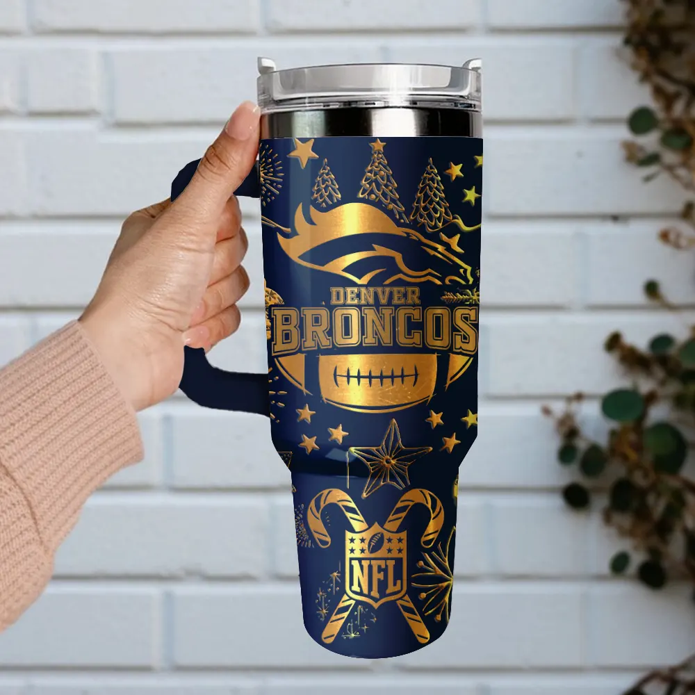Denver Broncos Custom Stanley Cup 40 oz 30 oz Tumbler With Handle