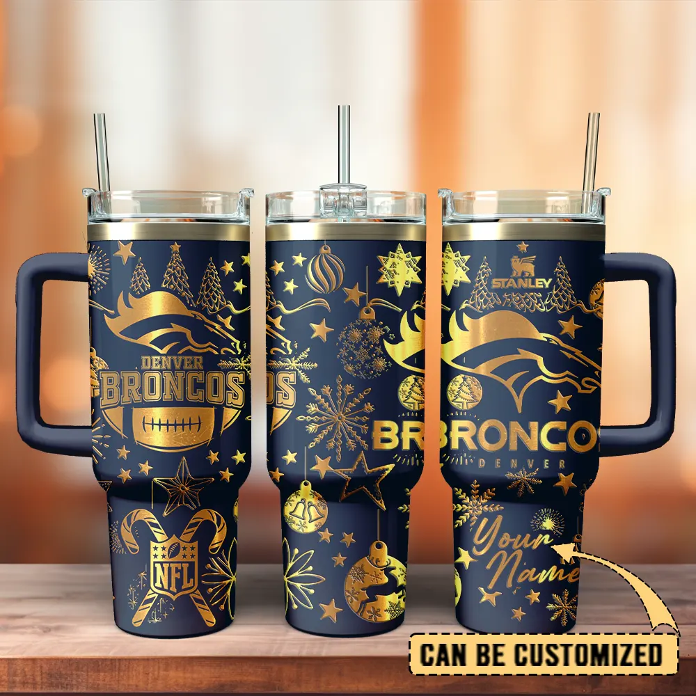 Denver Broncos Custom Stanley Cup 40 oz 30 oz Tumbler With Handle
