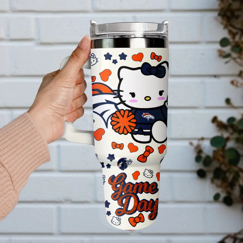 Denver Broncos x Hello Kitty Custom Stanley Cup 40 oz 30 oz Tumbler With Handle