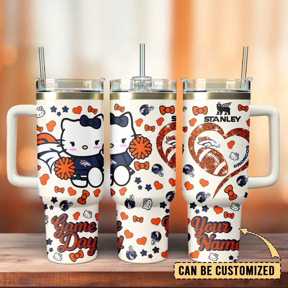 Denver Broncos x Hello Kitty Custom Stanley Cup 40 oz 30 oz Tumbler With Handle