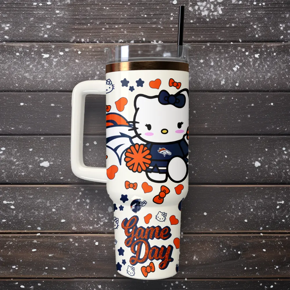 Denver Broncos x Hello Kitty Custom Stanley Cup 40 oz 30 oz Tumbler With Handle