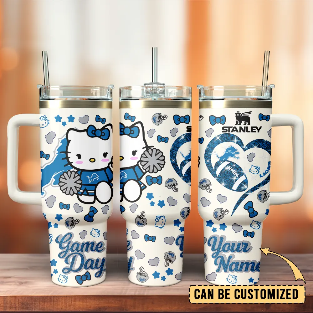 Detroit Lions x Hello Kitty Custom Stanley Cup 40 oz 30 oz Tumbler With Handle