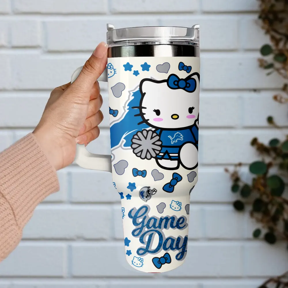 Detroit Lions x Hello Kitty Custom Stanley Cup 40 oz 30 oz Tumbler With Handle