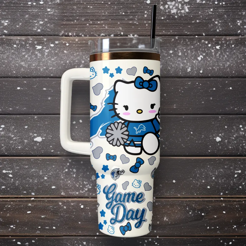 Detroit Lions x Hello Kitty Custom Stanley Cup 40 oz 30 oz Tumbler With Handle