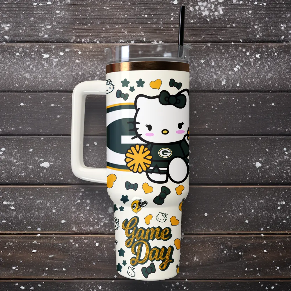 Green Bay Packers x Hello Kitty Custom Stanley Cup 40 oz 30 oz Tumbler With Handle