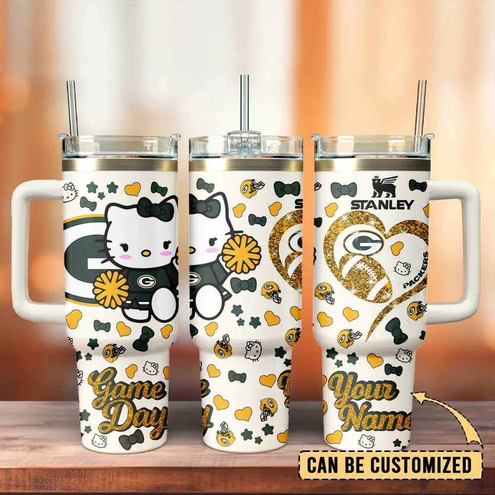 Green Bay Packers x Hello Kitty Custom Stanley Cup 40 oz 30 oz Tumbler With Handle