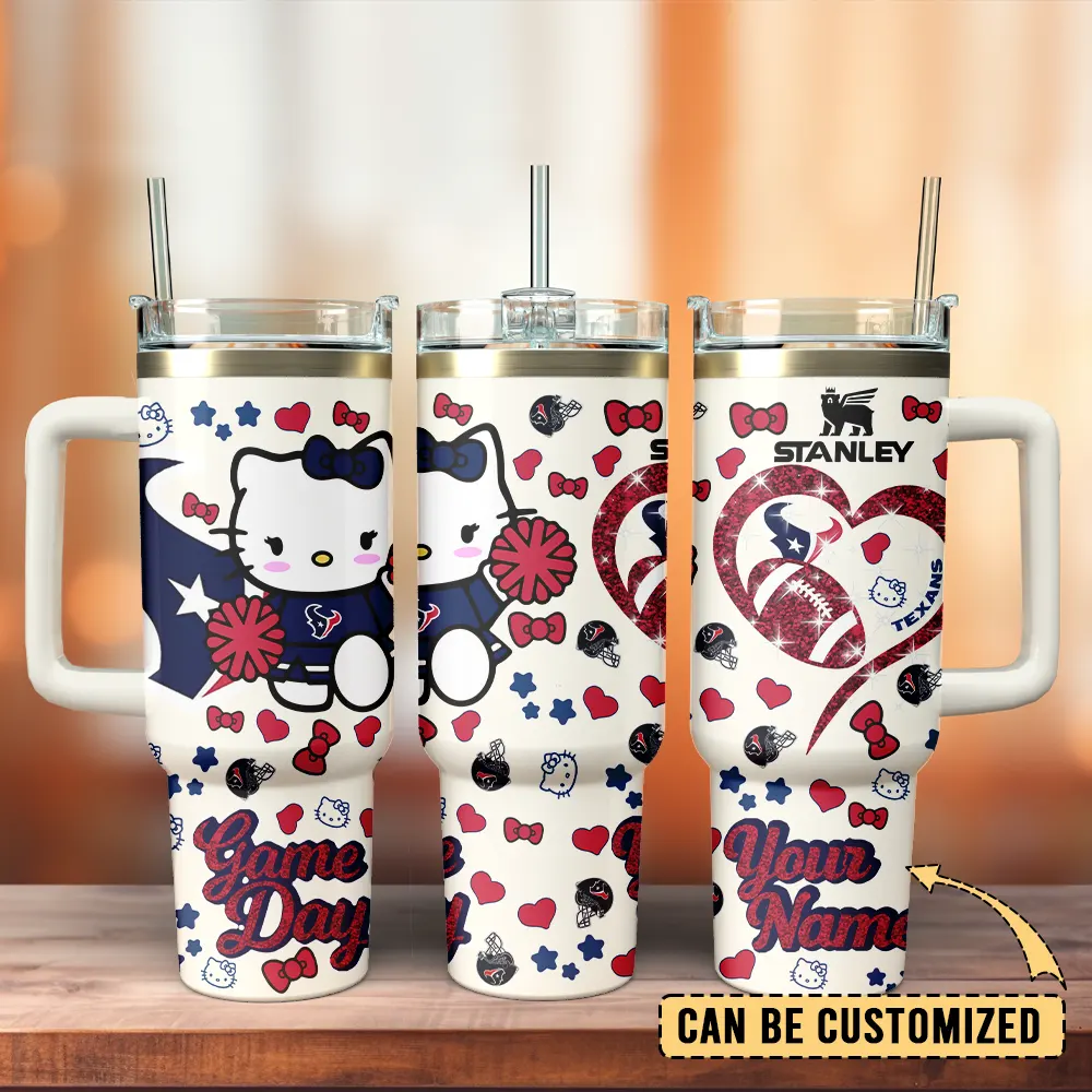 Houston Texans x Hello Kitty Custom Stanley Cup 40 oz 30 oz Tumbler With Handle