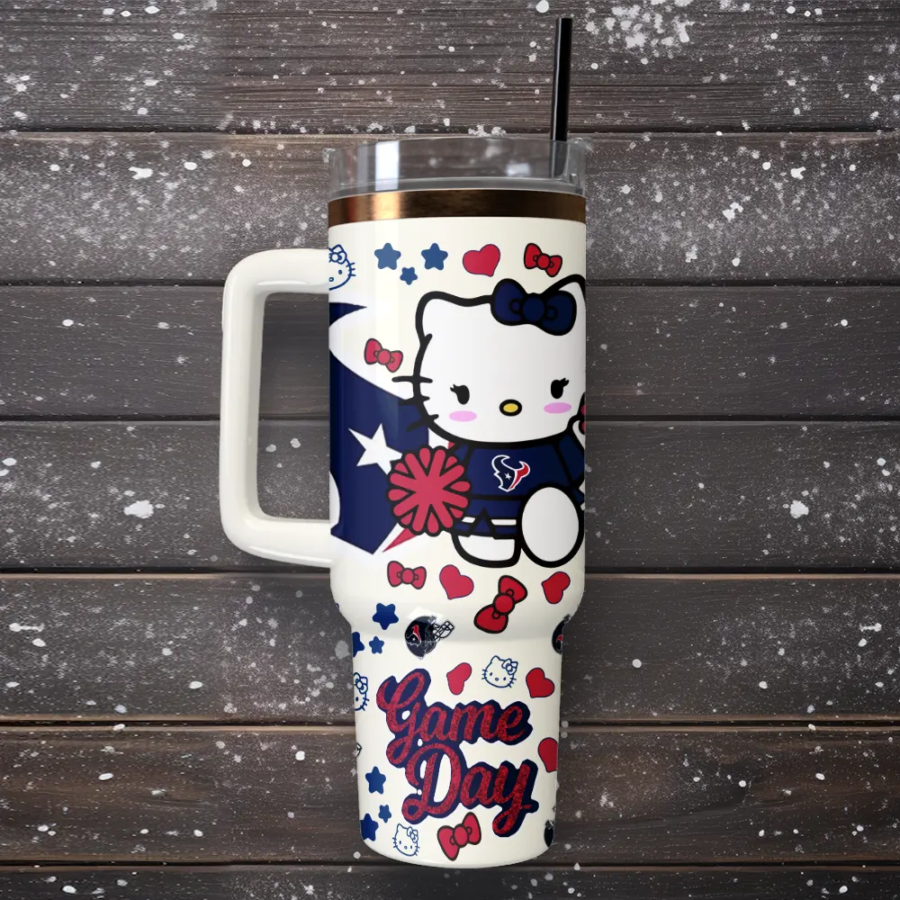 Houston Texans x Hello Kitty Custom Stanley Cup 40 oz 30 oz Tumbler With Handle