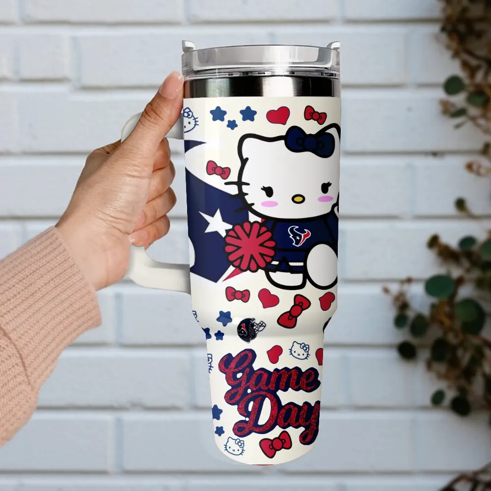 Houston Texans x Hello Kitty Custom Stanley Cup 40 oz 30 oz Tumbler With Handle
