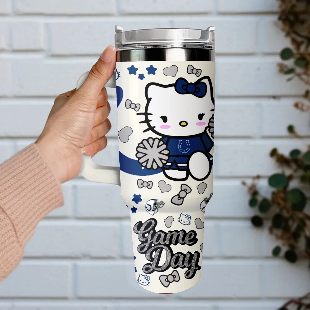 Indianapolis Colts x Hello Kitty Custom Stanley Cup 40 oz 30 oz Tumbler With Handle