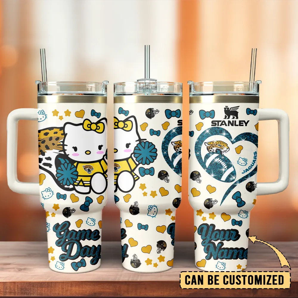 Jacksonville Jaguars x Hello Kitty Custom Stanley Cup 40 oz 30 oz Tumbler With Handle