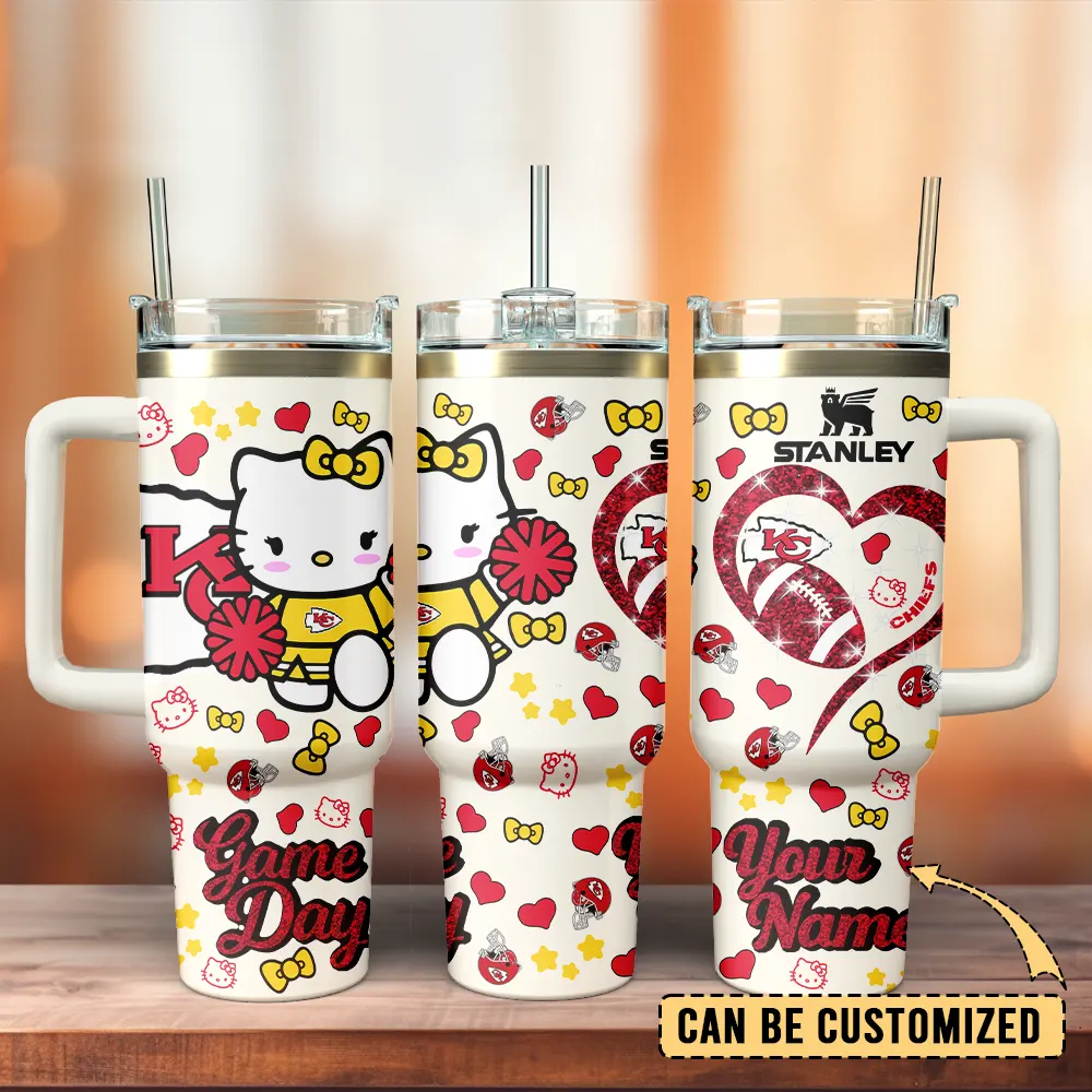 Kansas City Chiefs x Hello Kitty Custom Stanley Cup 40 oz 30 oz Tumbler With Handle
