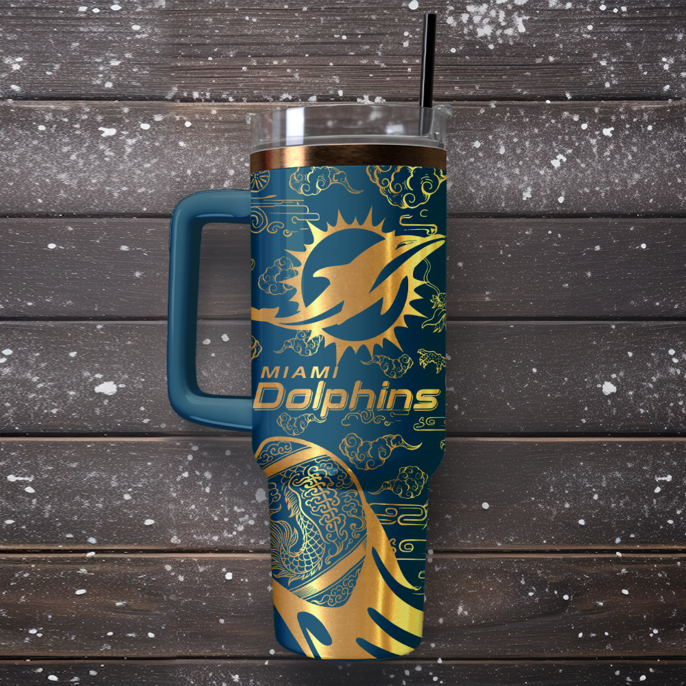 Miami Dolphins Custom Stanley Cup 40 oz 30 oz Tumbler With Handle