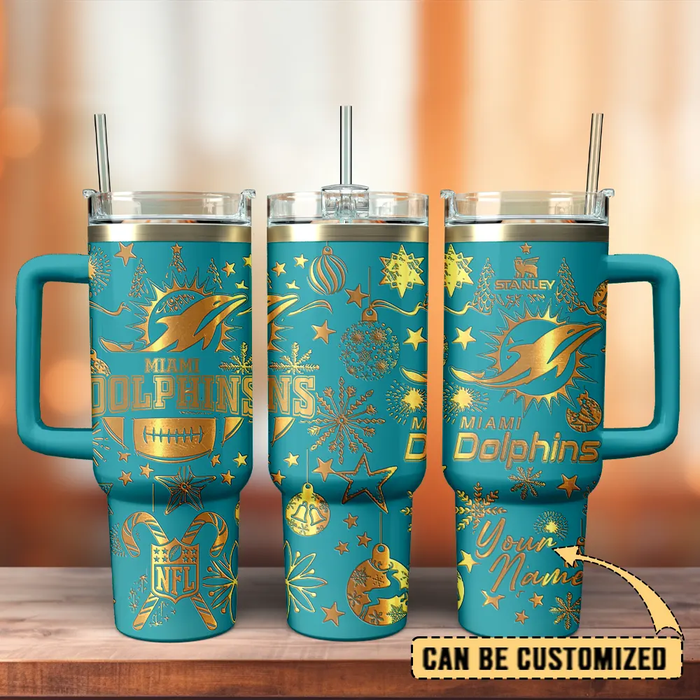 Miami Dolphins Custom Stanley Cup 40 oz 30 oz Tumbler With Handle
