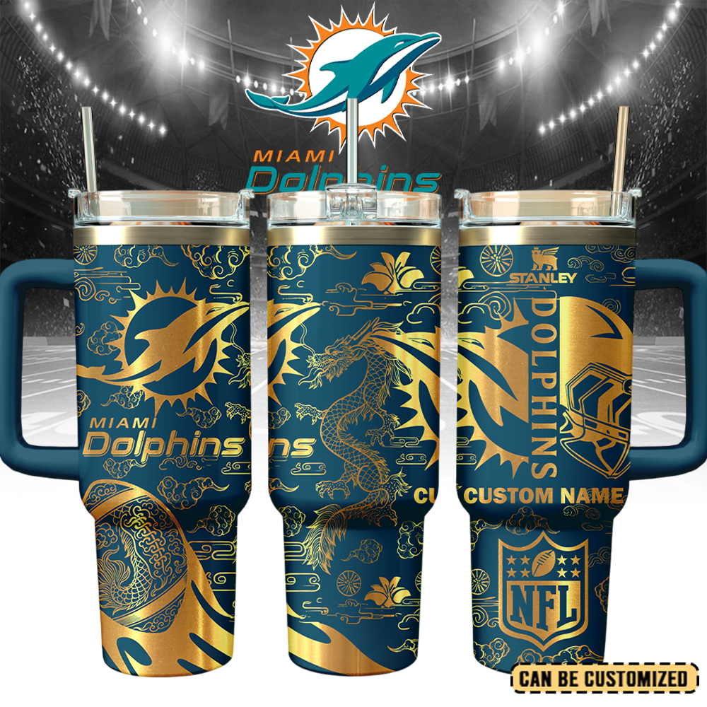 Miami Dolphins Custom Stanley Cup 40 oz 30 oz Tumbler With Handle