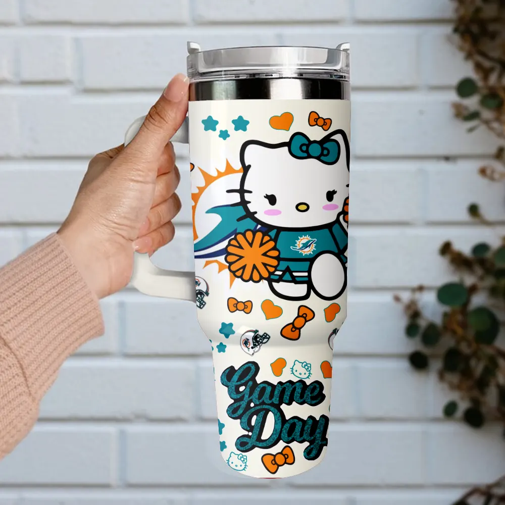 Miami Dolphins x Hello Kitty Custom Stanley Cup 40 oz 30 oz Tumbler With Handle