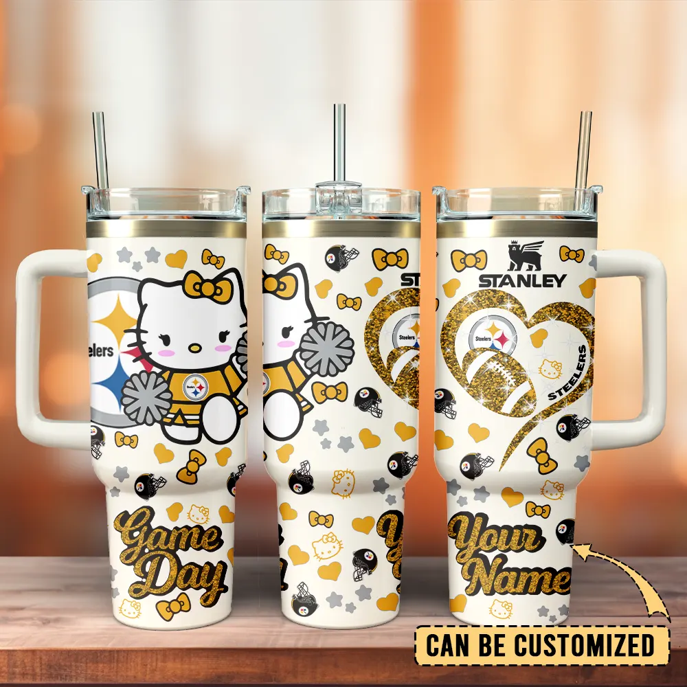 Pittsburgh Steelers x Hello Kitty Custom Stanley Cup 40 oz 30 oz Tumbler With Handle