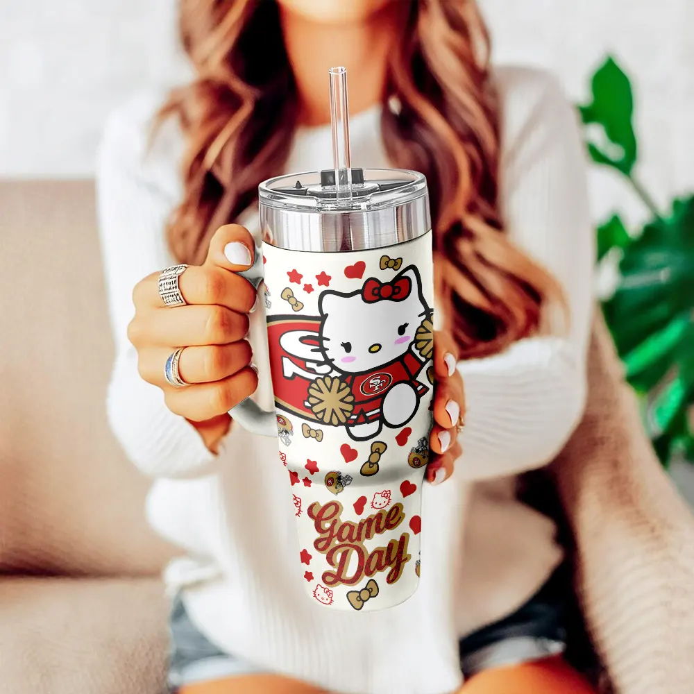 Tampa Bay Buccaneers x Hello Kitty Custom Stanley Cup 40 oz 30 oz Tumbler With Handle