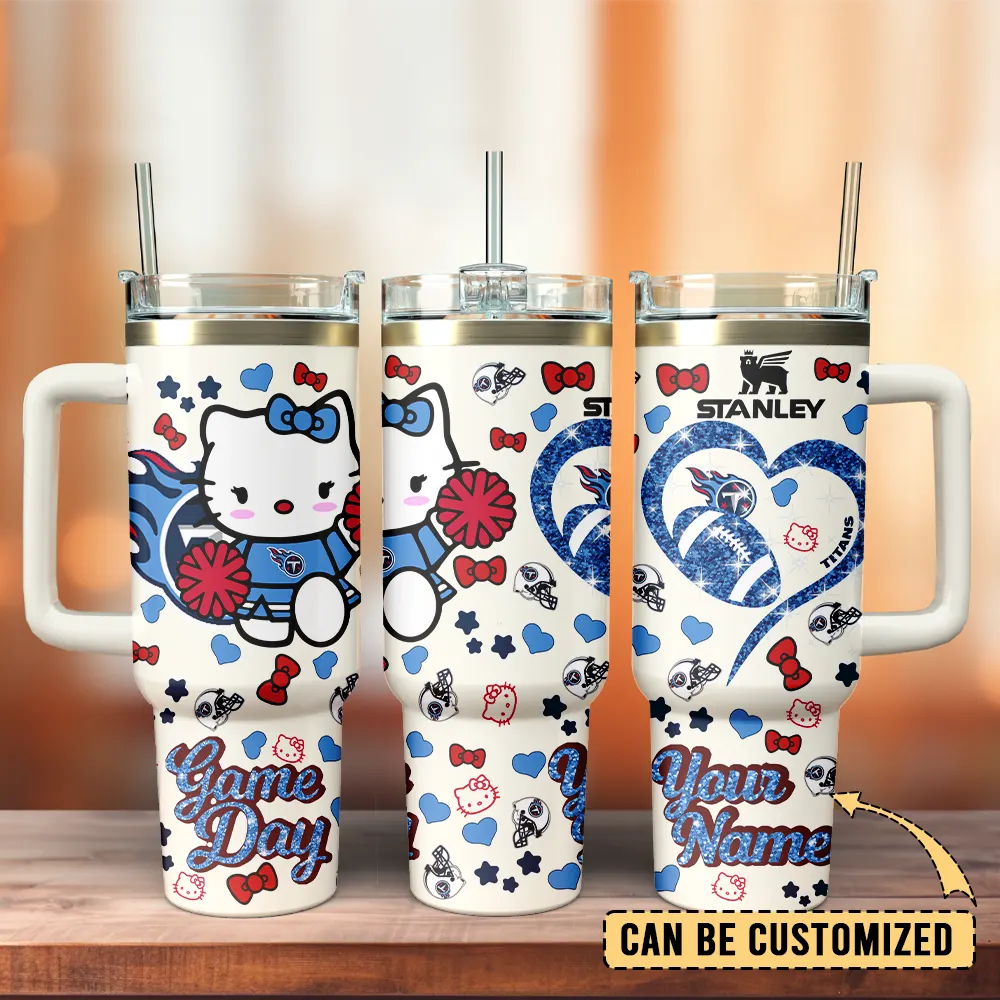 Tennessee Titans x Hello Kitty Custom Stanley Cup 40 oz 30 oz Tumbler With Handle