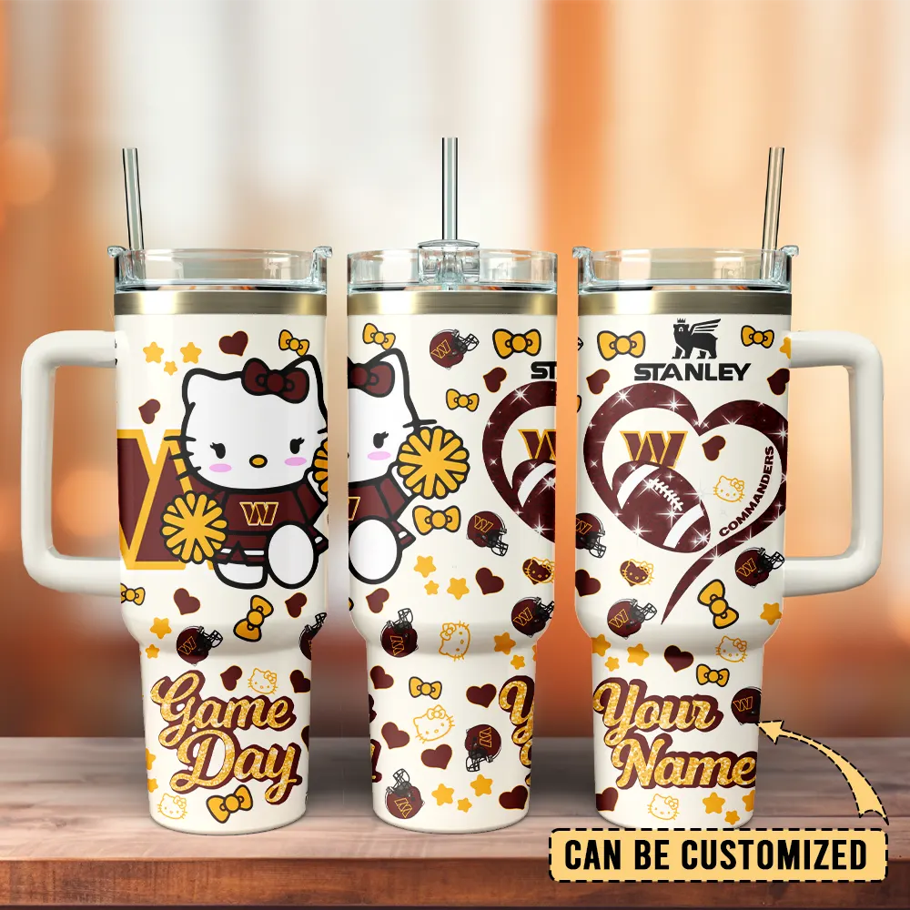 Washington Commanders x Hello Kitty Custom Stanley Cup 40 oz 30 oz Tumbler With Handle