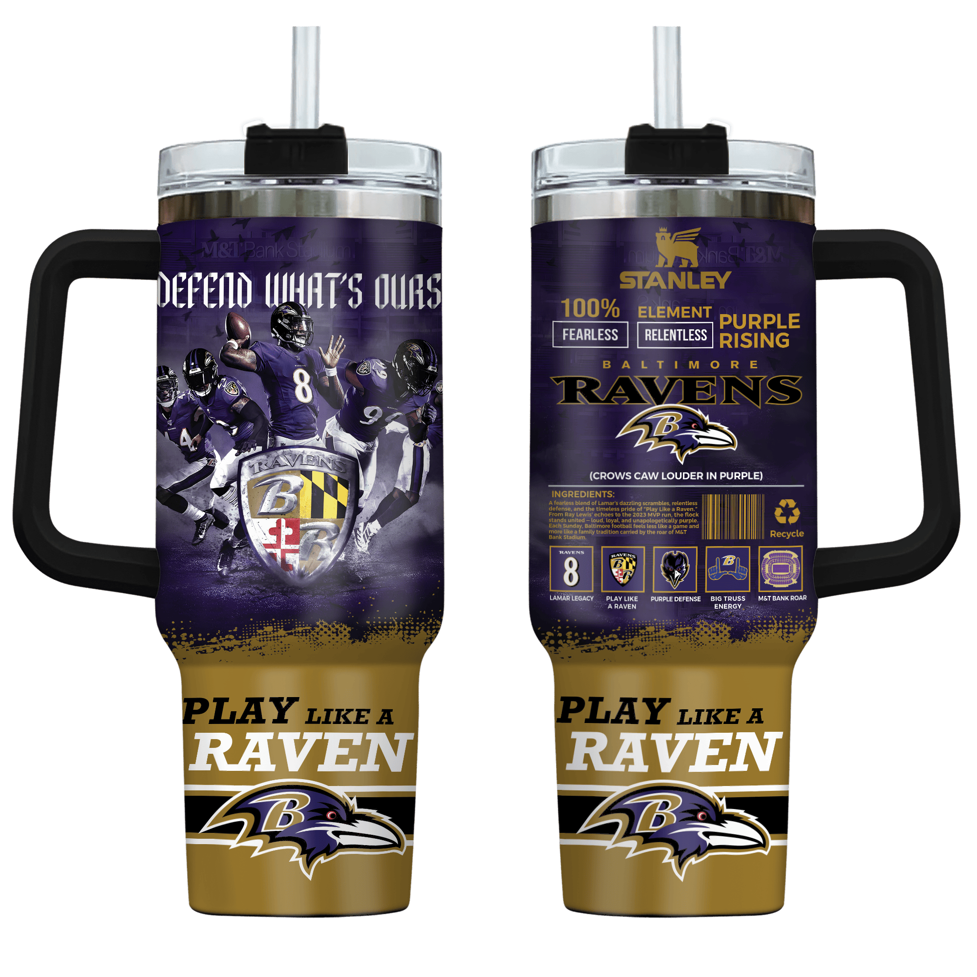Baltimore Ravens NFL Custom Stanley Cup 40 oz 30 oz Tumbler With Handle