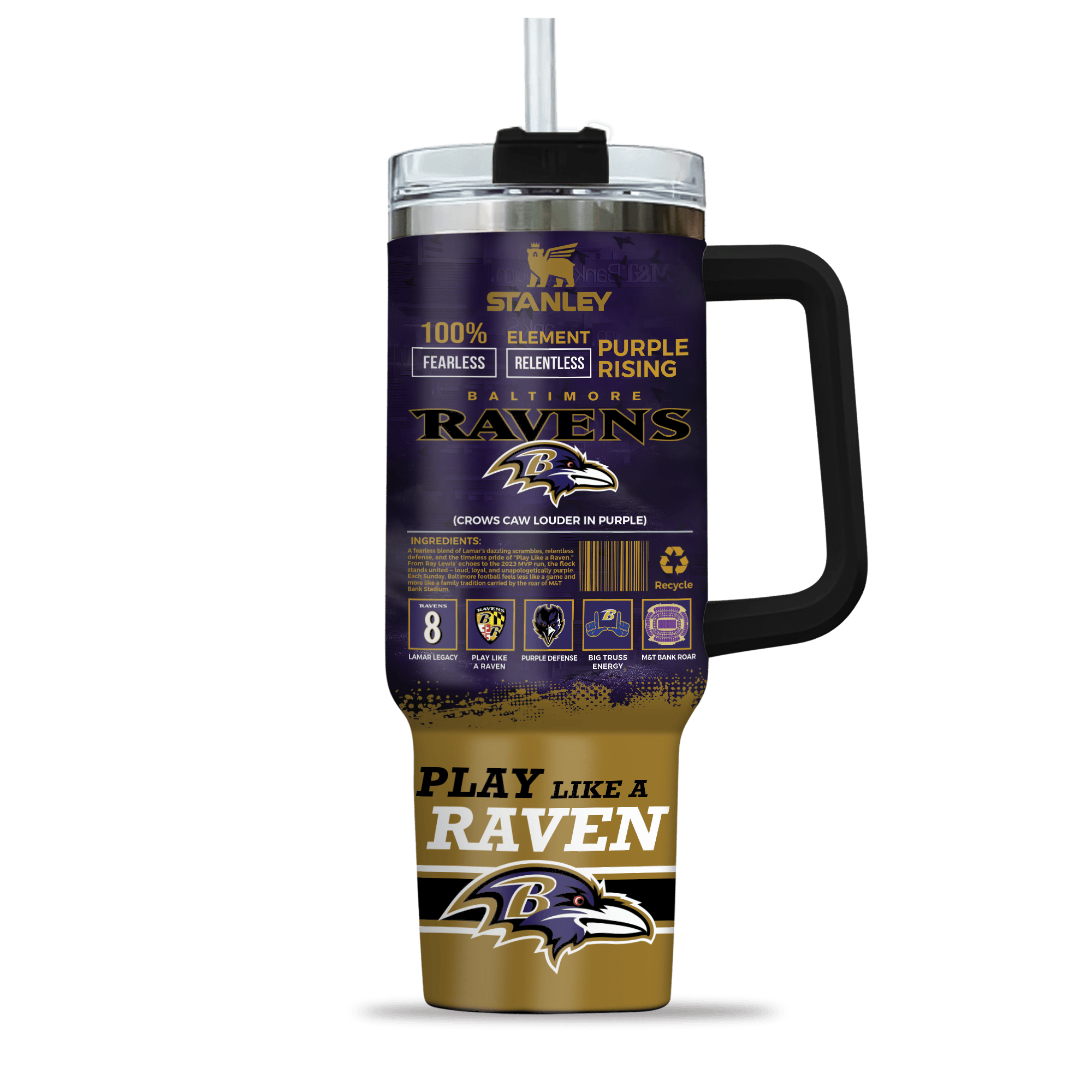 Baltimore Ravens NFL Custom Stanley Cup 40 oz 30 oz Tumbler With Handle