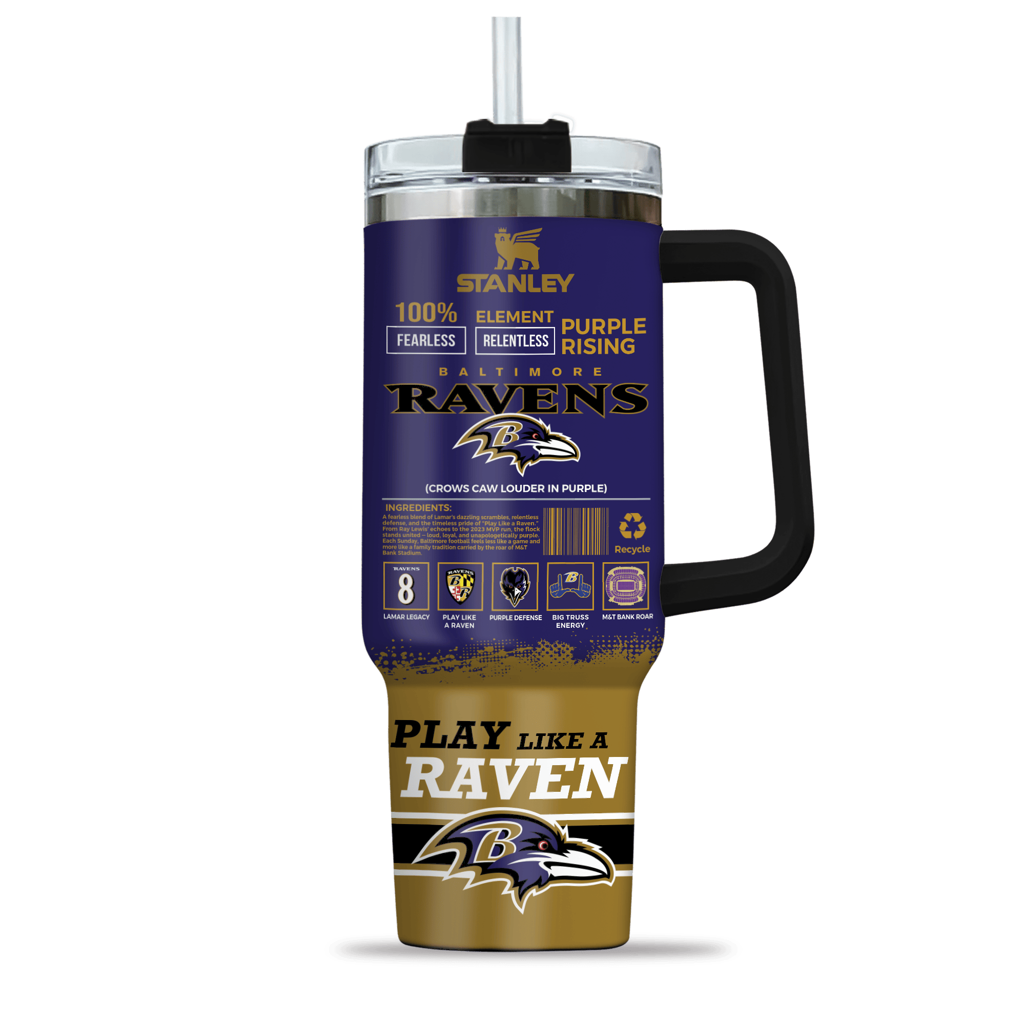Baltimore Ravens NFL Custom Stanley Cup 40 oz 30 oz Tumbler With Handle