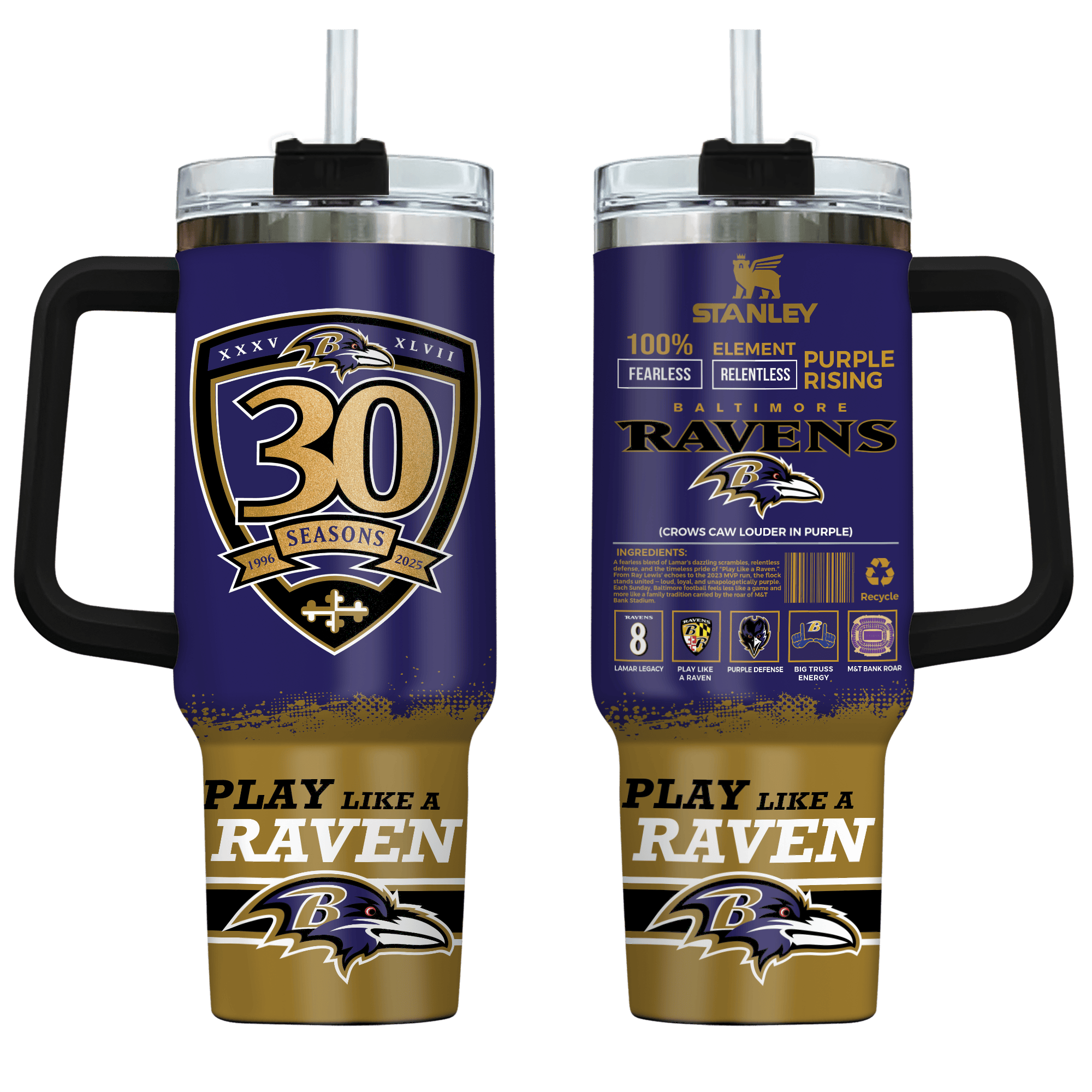 Baltimore Ravens NFL Custom Stanley Cup 40 oz 30 oz Tumbler With Handle