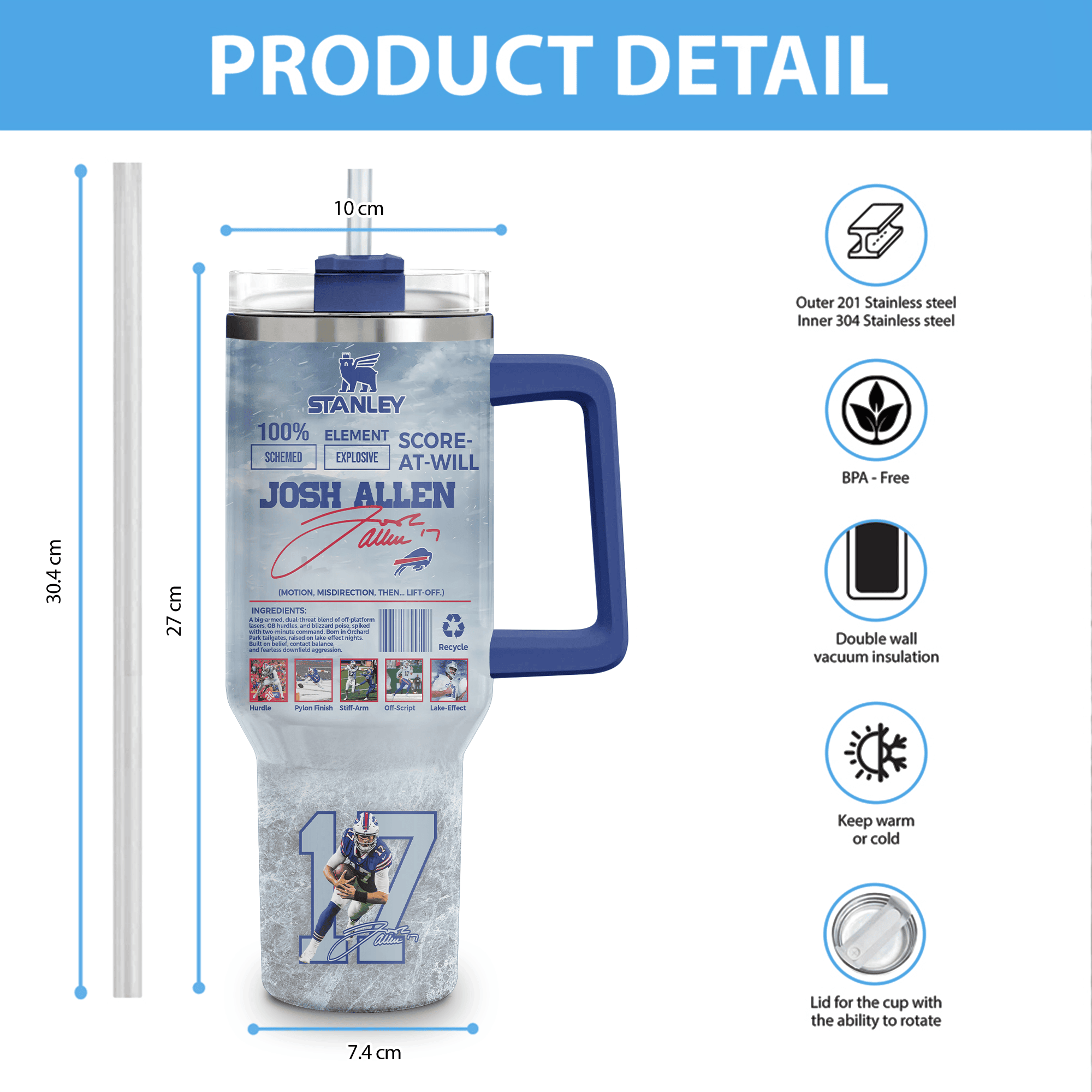 Buffalo Bills NFL Custom Stanley Cup 40 oz 30 oz Tumbler With Handle