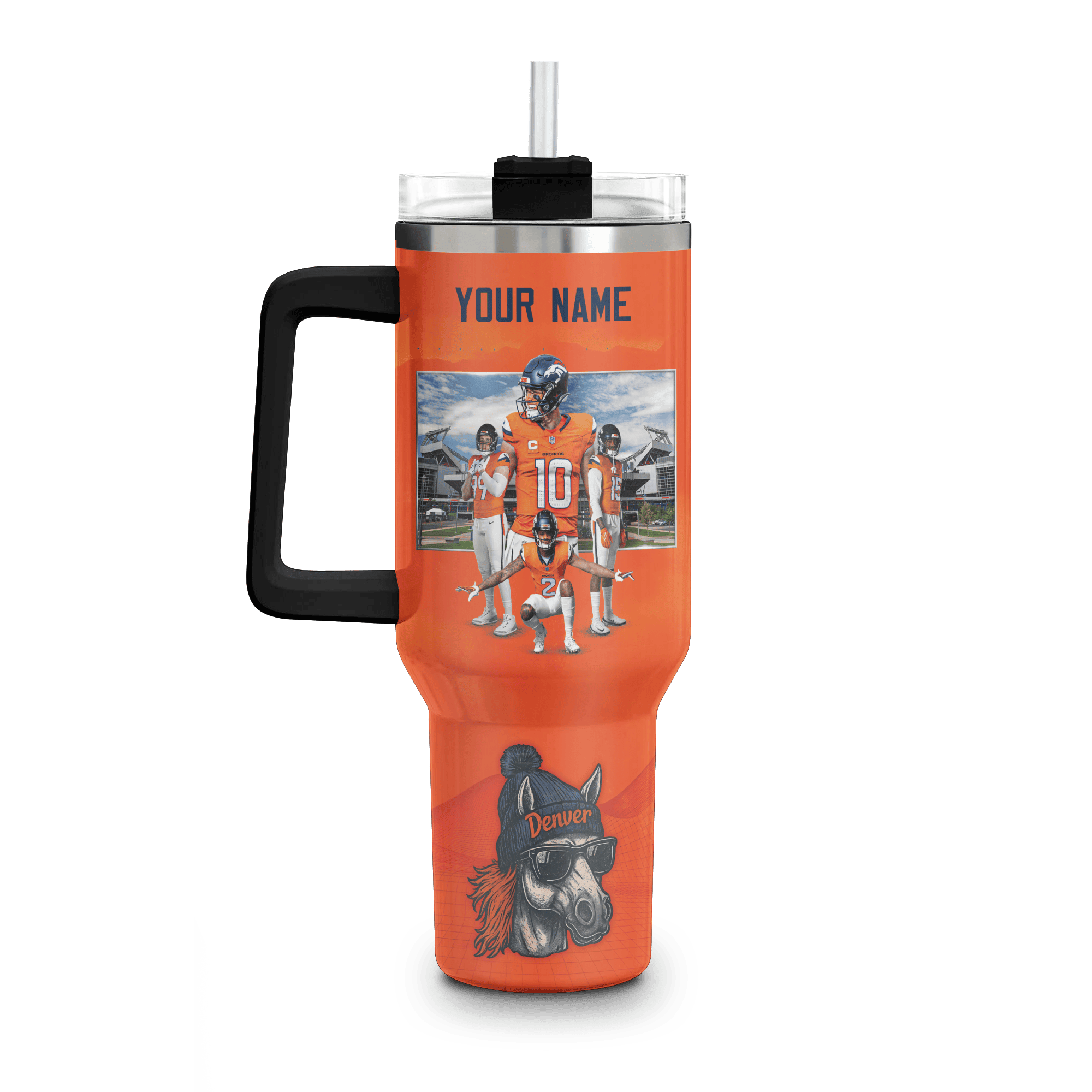 Denver Broncos NFL Custom Stanley Cup 40 oz 30 oz Tumbler With Handle