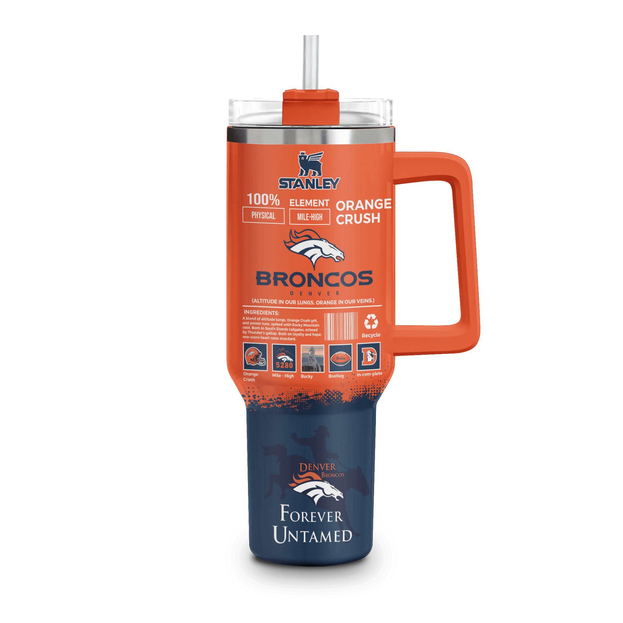 Denver Broncos NFL Custom Stanley Cup 40 oz 30 oz Tumbler With Handle