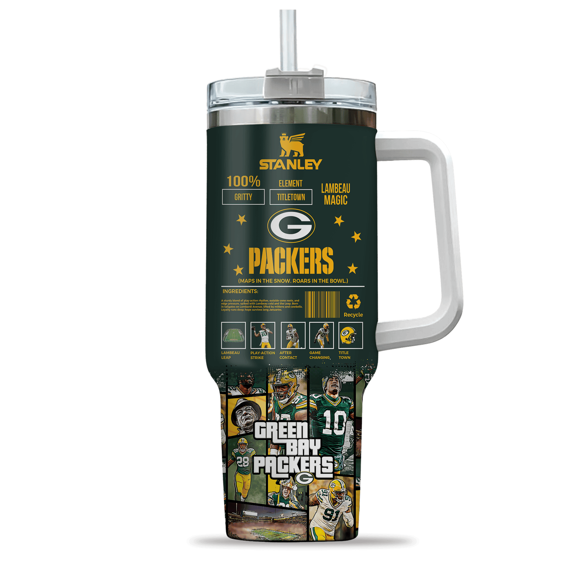 Green Bay Packers NFL Custom Stanley Cup 40 oz 30 oz Tumbler With Handle