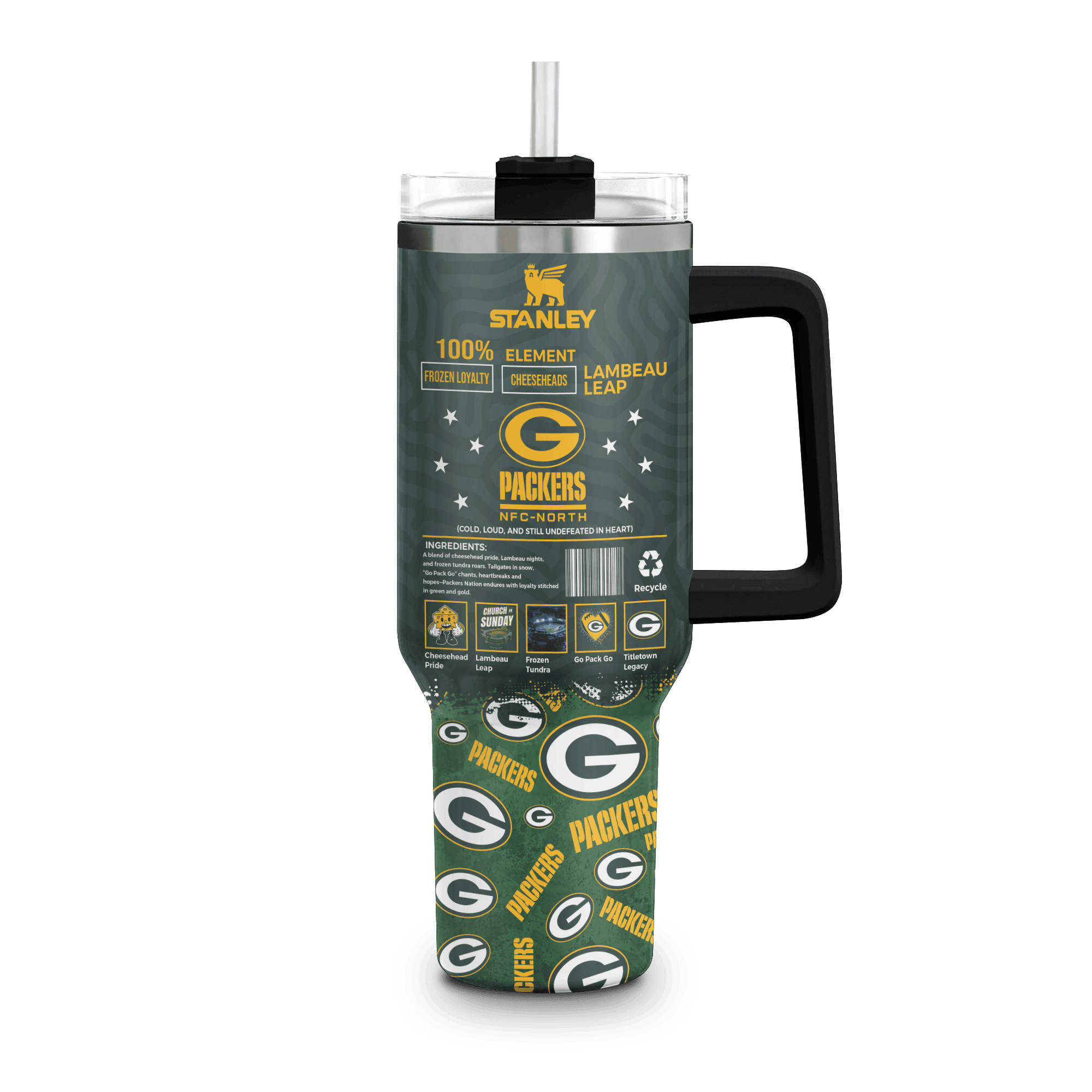 Green Bay Packers NFL Custom Stanley Cup 40 oz 30 oz Tumbler With Handle