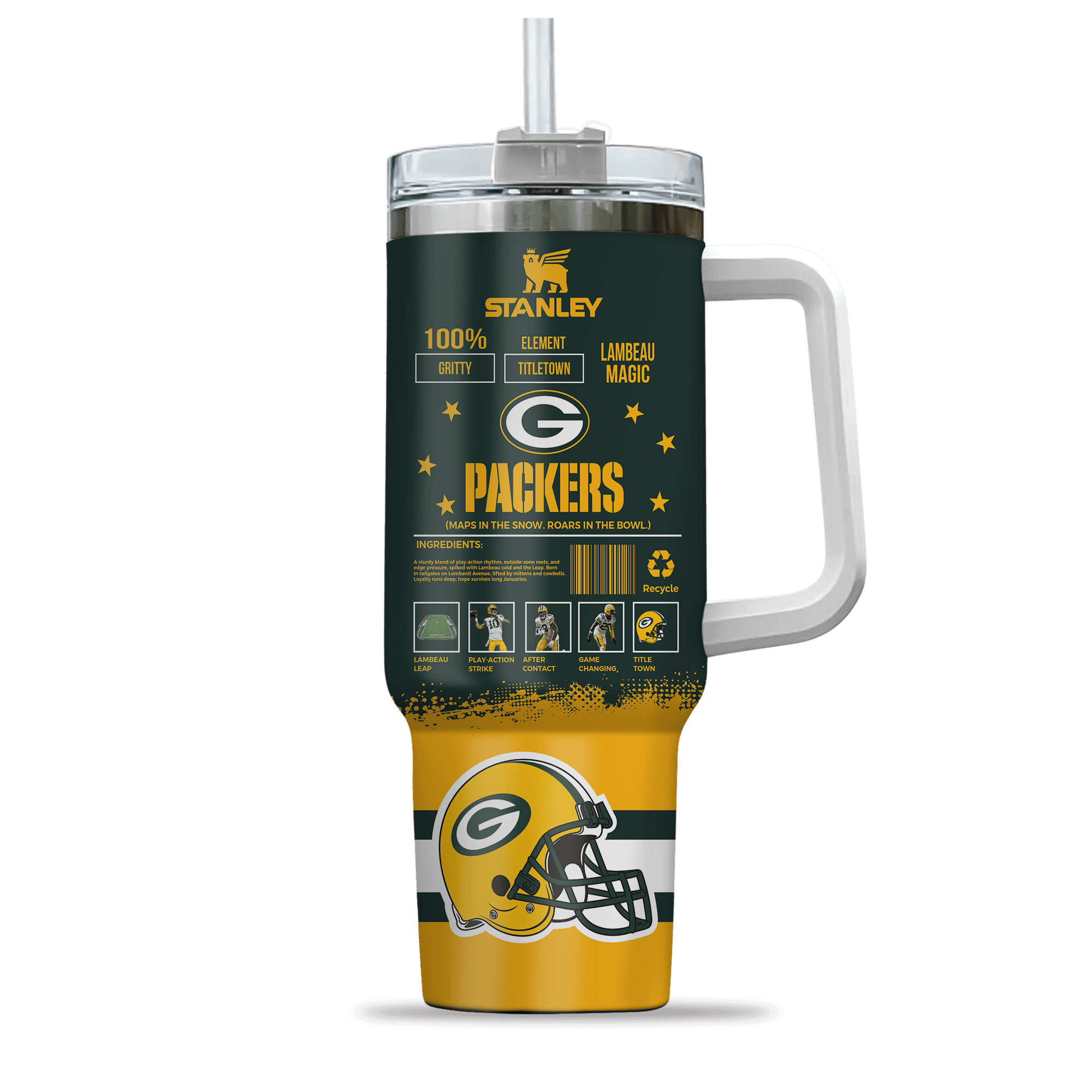 Green Bay Packers NFL Custom Stanley Cup 40 oz 30 oz Tumbler With Handle