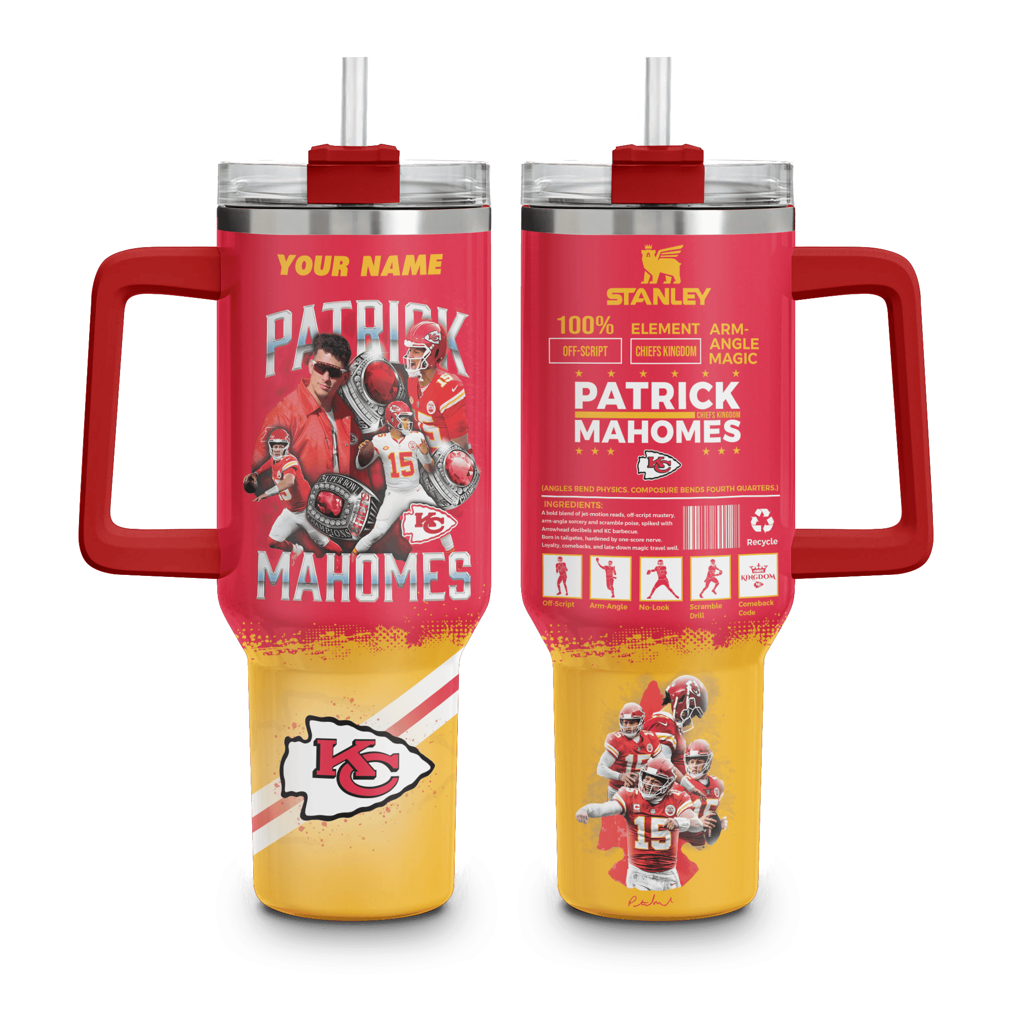 Kansas City Chiefs NFL Custom Stanley Cup 40 oz 30 oz Tumbler With Handle