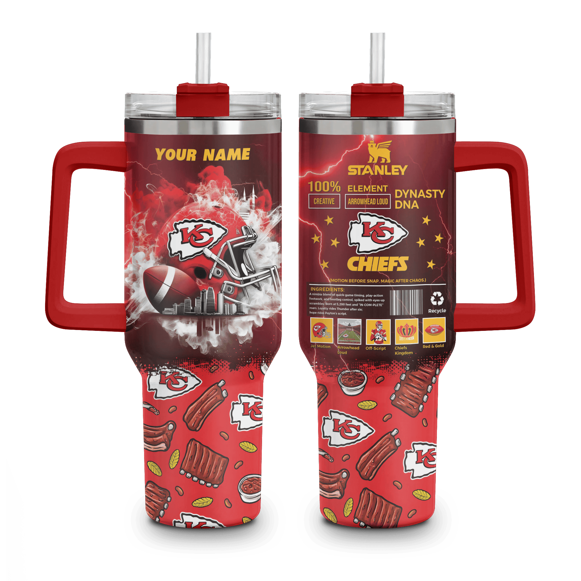 Kansas City Chiefs NFL Custom Stanley Cup 40 oz 30 oz Tumbler With Handle