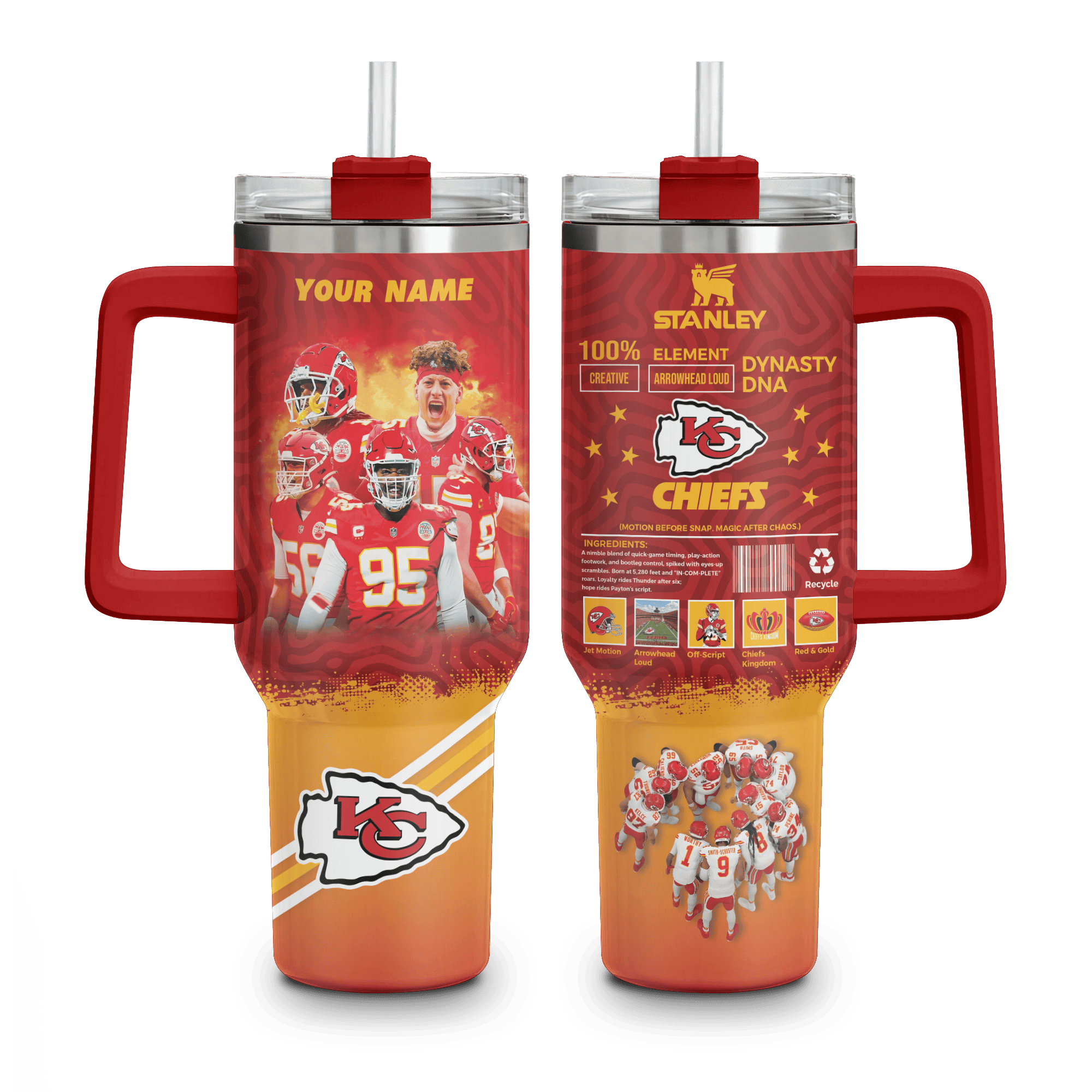 Kansas City Chiefs NFL Custom Stanley Cup 40 oz 30 oz Tumbler With Handle